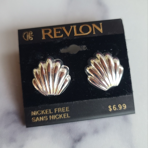 Revlon Silver Shell Shaped Stud Earrings - Picture 3 of 10